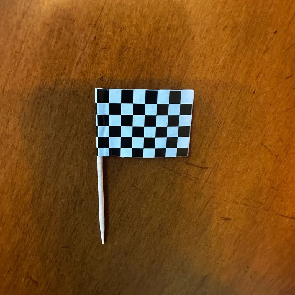 Race Flag Black & White Check Party Banner with Light-Up Number 3